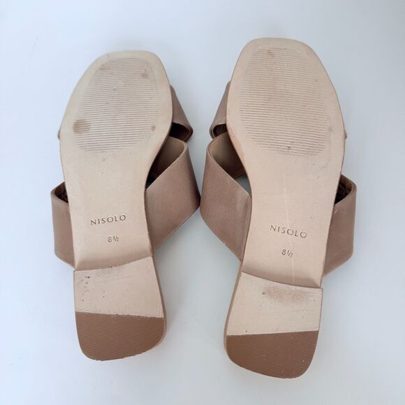 EUC WORN ONCE Nisolo Catalina Slide Cross Strap Sandal in Almond Tan Size 8.5 - Picture 13 of 16